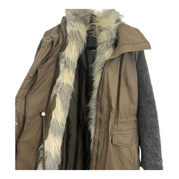 Vera Wang Womens Size Medium Brie Faux Fur Anorak Hooded Parka Winter Coat - Picture 3 of 6